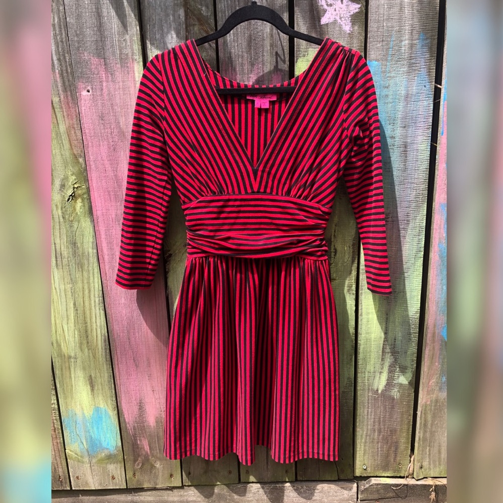 Betsey Johnson Black & Red Striped Dress
